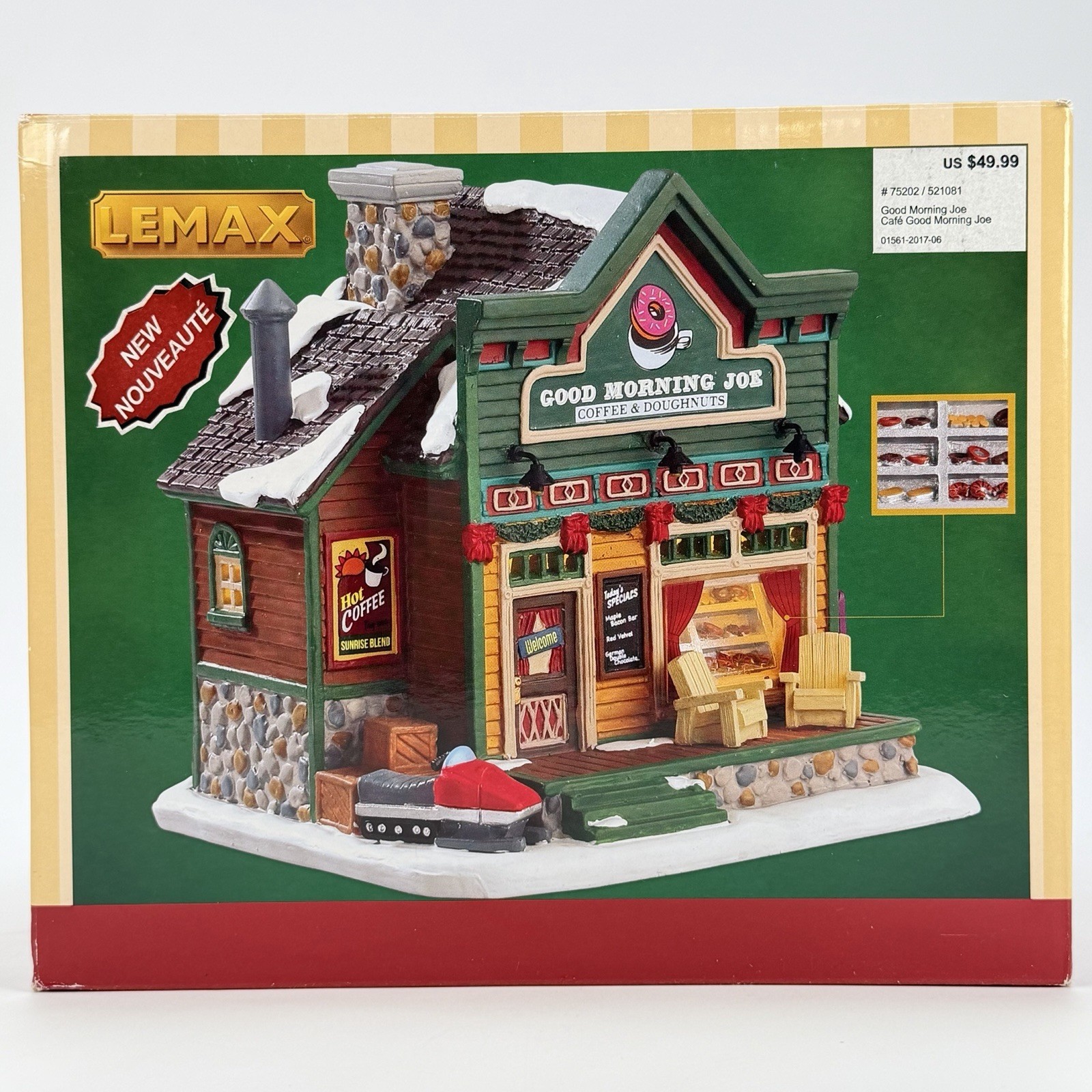 Lemax Good Morning Joe 2017 Porcelain Lighted Building Christmas Village New