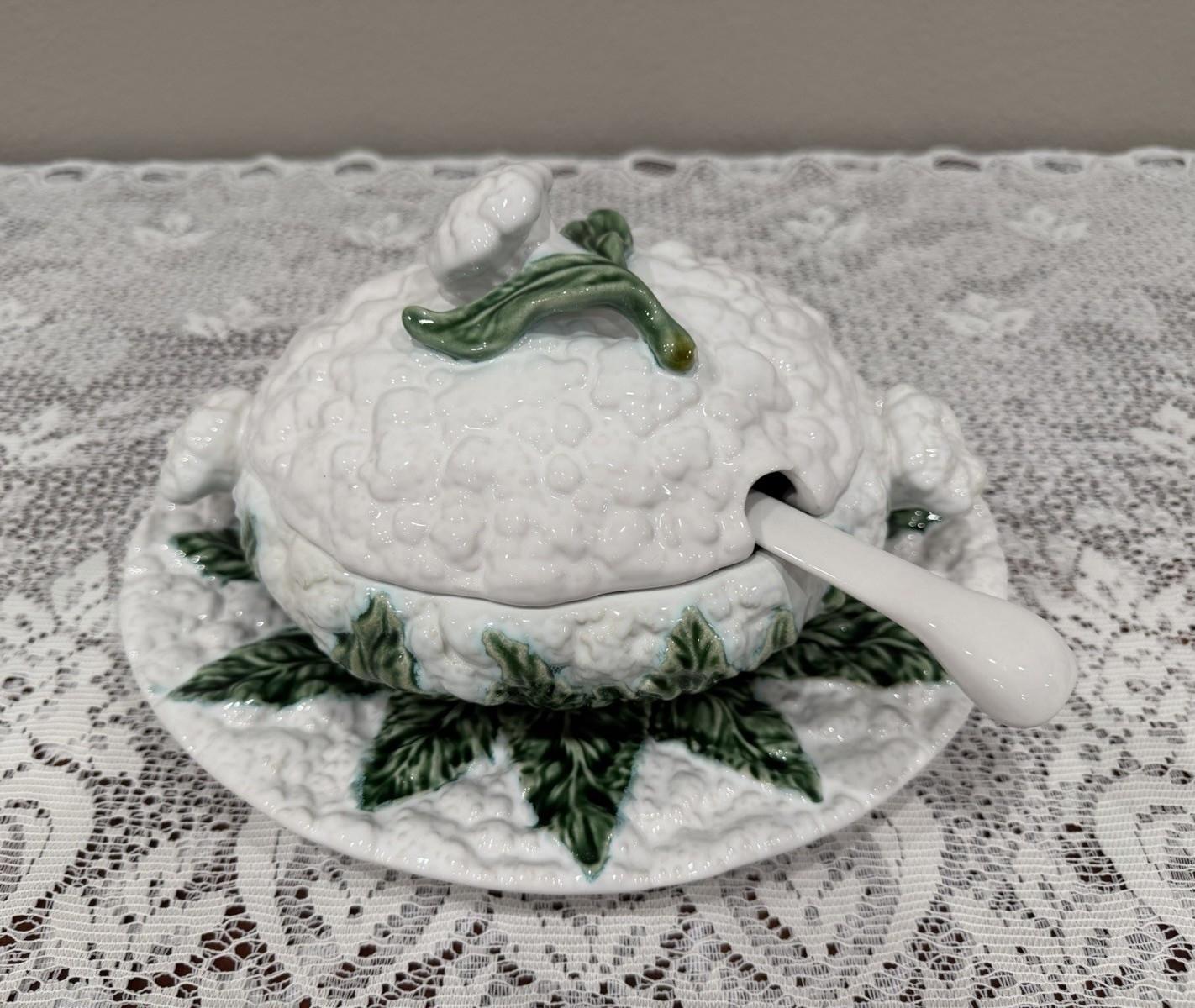 Vintage Bordallo Pinheiro Cauliflower Soup Tureen