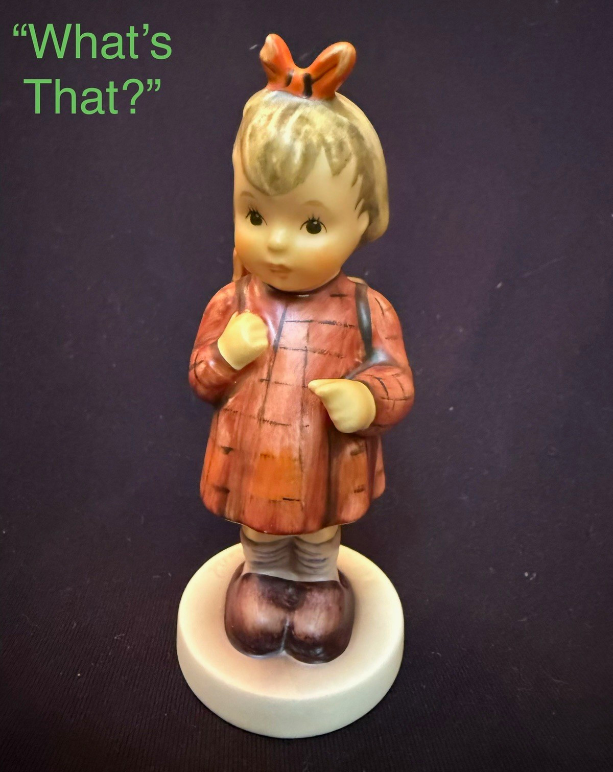 Goebel M.I. Hummel Club Porcelain “What’s That?” Girl Figurine Exclusive TMK7