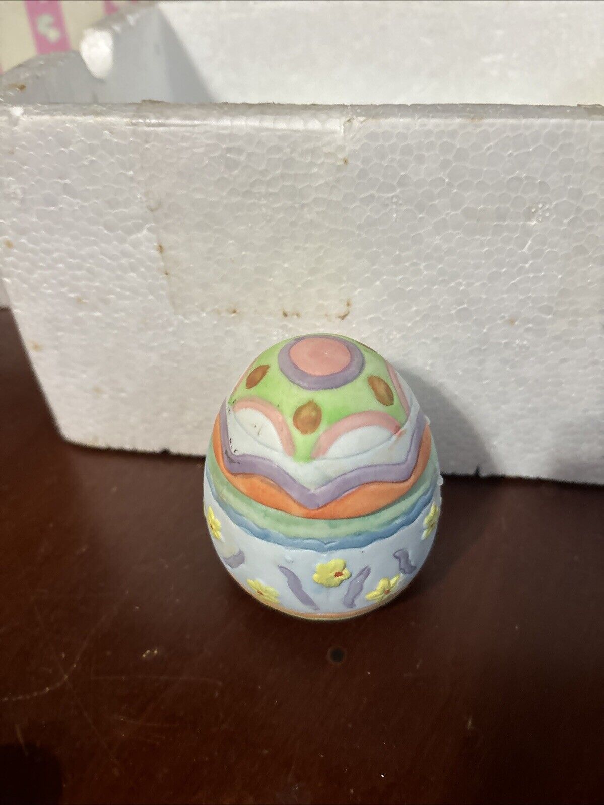 Vintage 6 Hand Painted Ceramic Easter Egg Candles NIB Beautiful Easter Colors