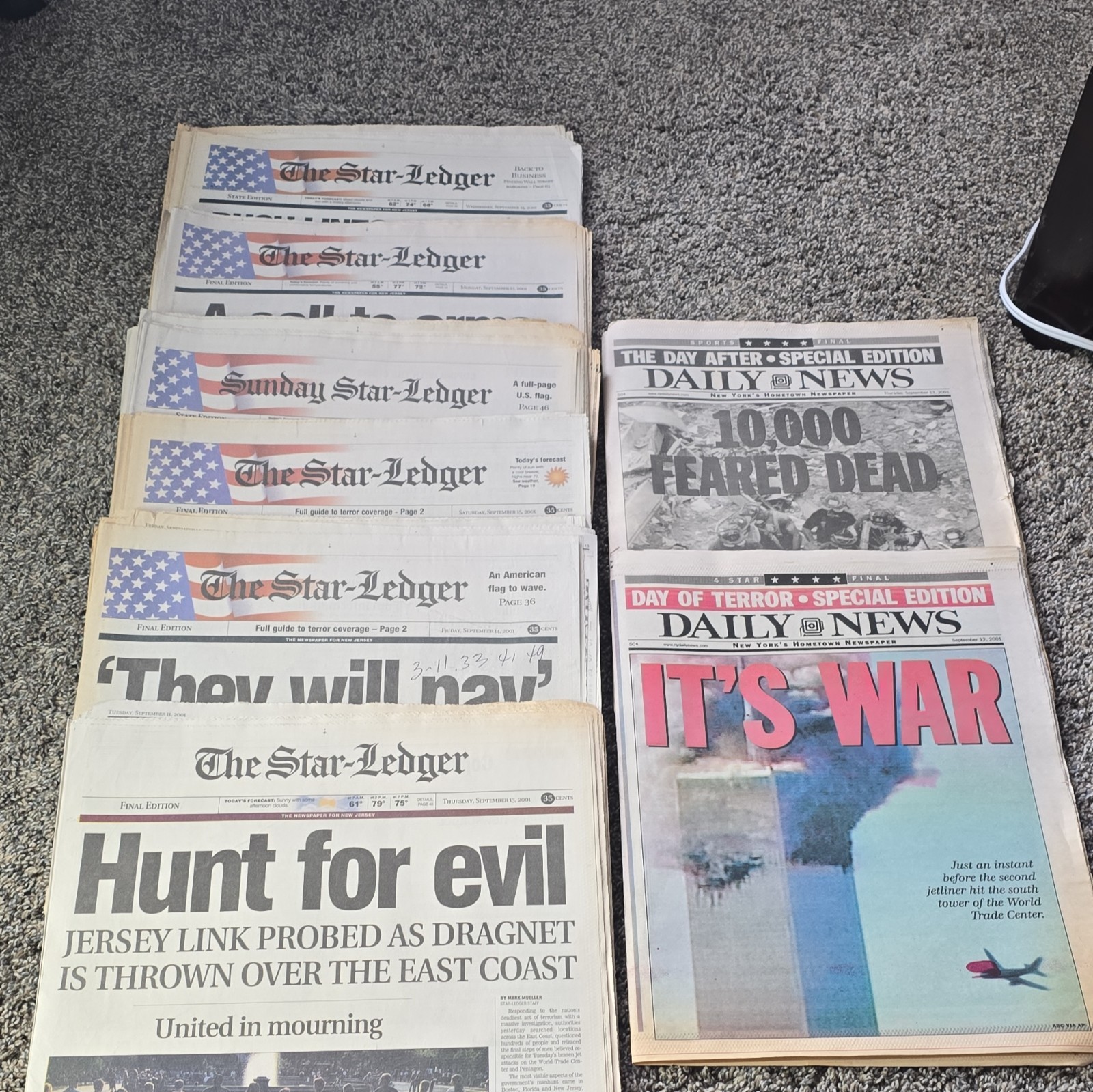 The Star-Ledger & Daily News 9/11  Special Edition Newspaper Lot