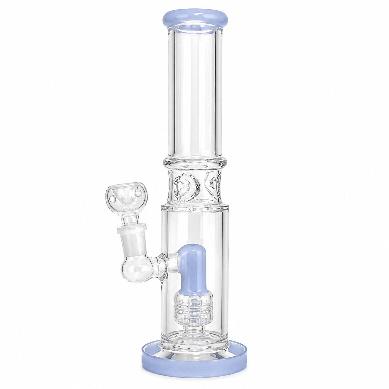 Light Blue Accent Straight Tube Glass Water Pipe Ice Catcher 14mm - 8.5 inch Light Blue Accent Straight Tube Glass Water Pipe Ice Catcher 14mm - 8.5 inch