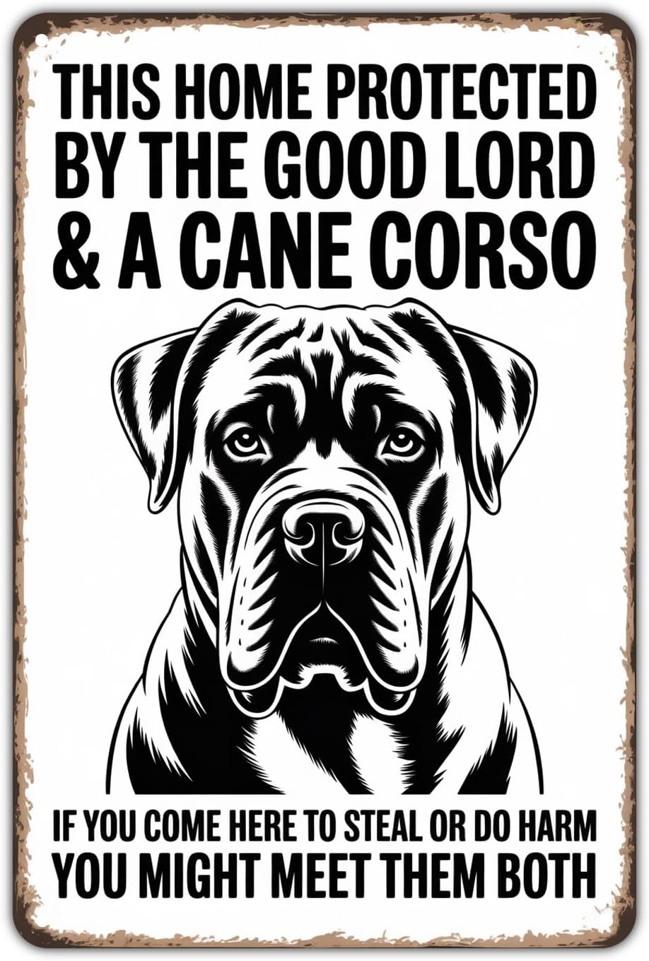 Cane Corso Dog Protected Tin Metal Signs Home Décor Vintage Cane Corso Sign Prin Cane Corso Dog Protected Tin Metal Signs Home Décor Vintage Cane Corso Sign Prin