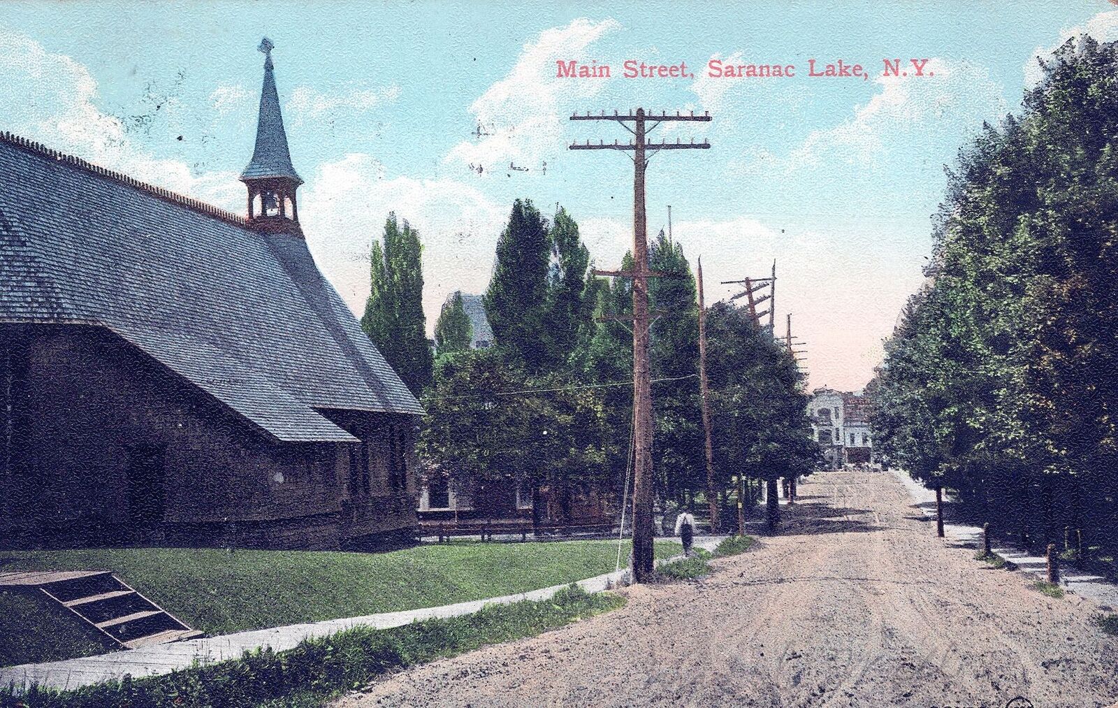 SARANAC LAKE NY - Main Street Postcard