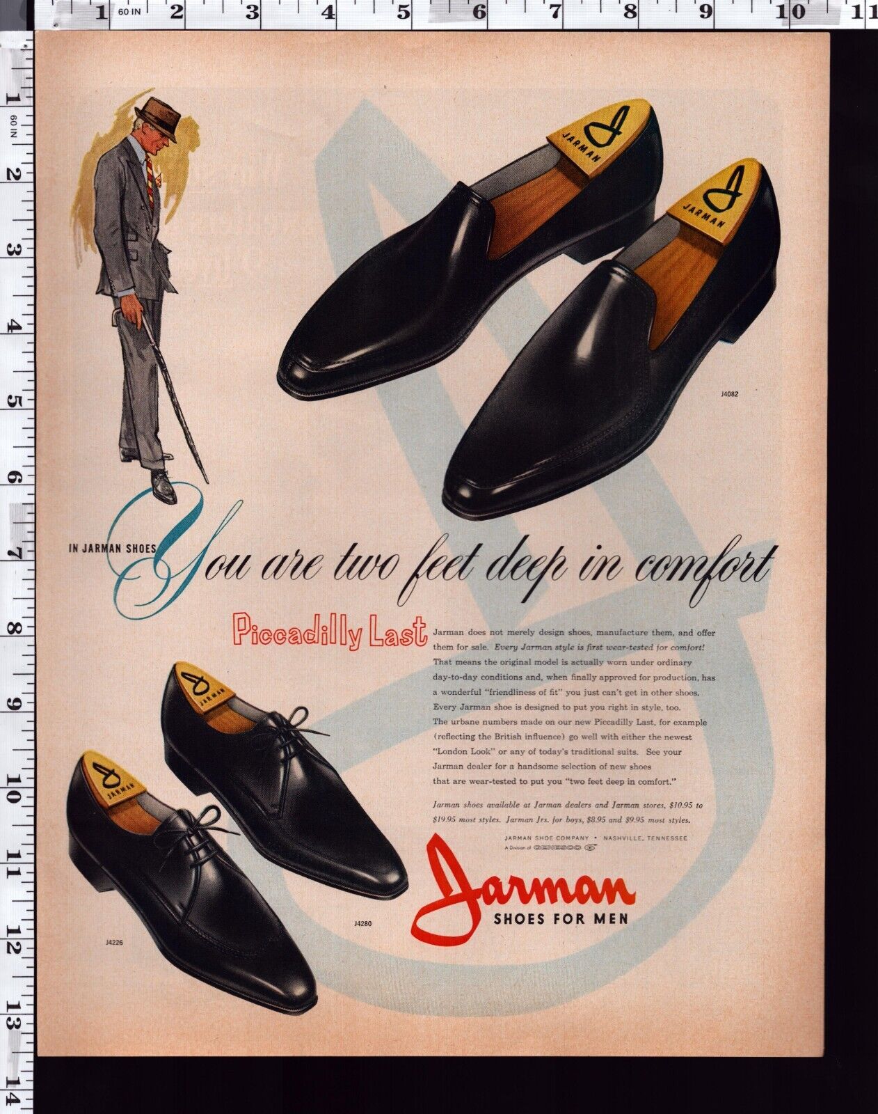 1962 Vintage Print Ad Jarman Shoes for Men