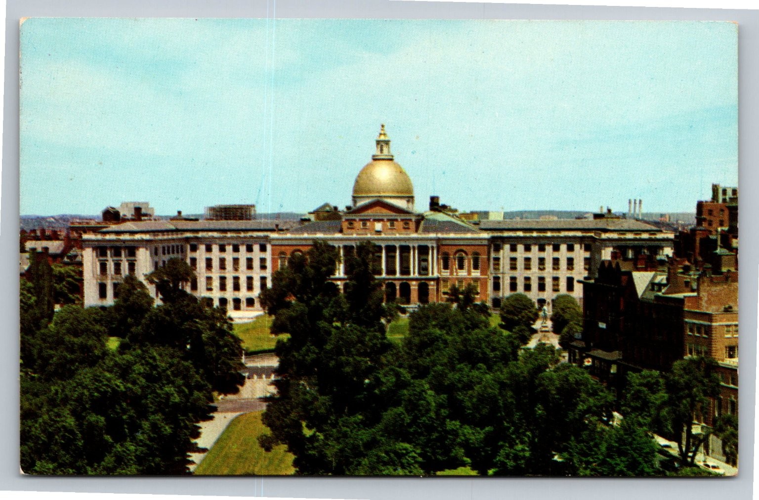 Vintage Boston State House Postcard with Gold Dome Along Freedom Trail