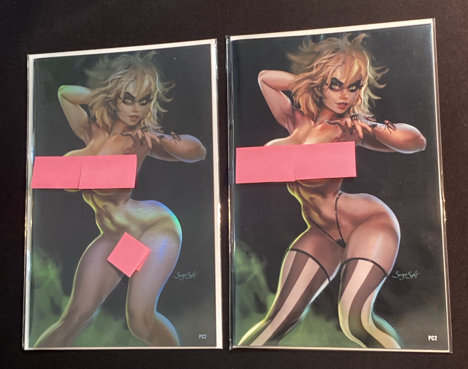 2 Lot POWER HOUR #2 BEETLE GIRL Sugar Spit Full Foil + Topless LTE 10 PC 2 Lewd
