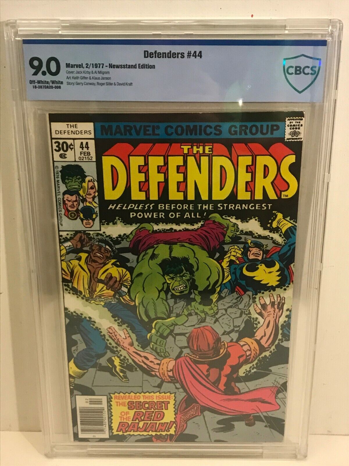 Defenders #44 CBCS Graded 9.0 Hellcat Joins Team Jack Kirby Cover Art 1977