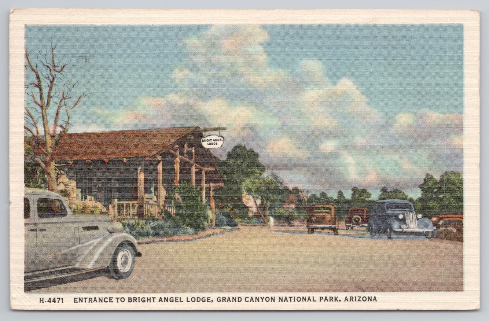 Postcard Entrance to Bright Angle Lodge Grand Canyon National Park Arizona c1946