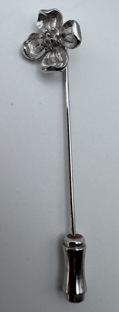 TRIFARI Silver Tone Flower Stick Pin Collectible Pinback