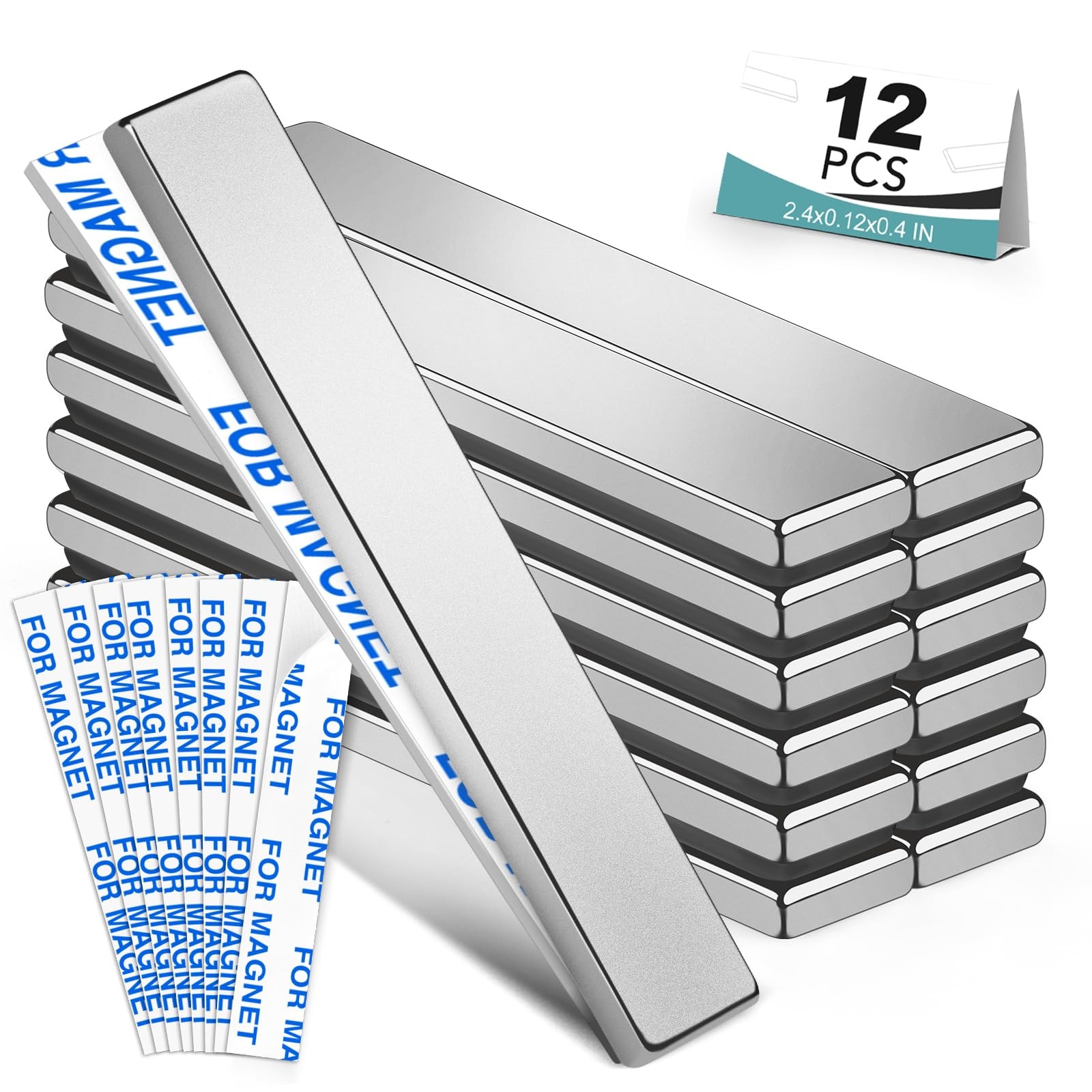 12 Pack Strong Neodymium Bar Magnets,Powerful Rare 60x10x3mm-12P, silver 12 Pack Strong Neodymium Bar Magnets,Powerful Rare 60x10x3mm-12P, silver