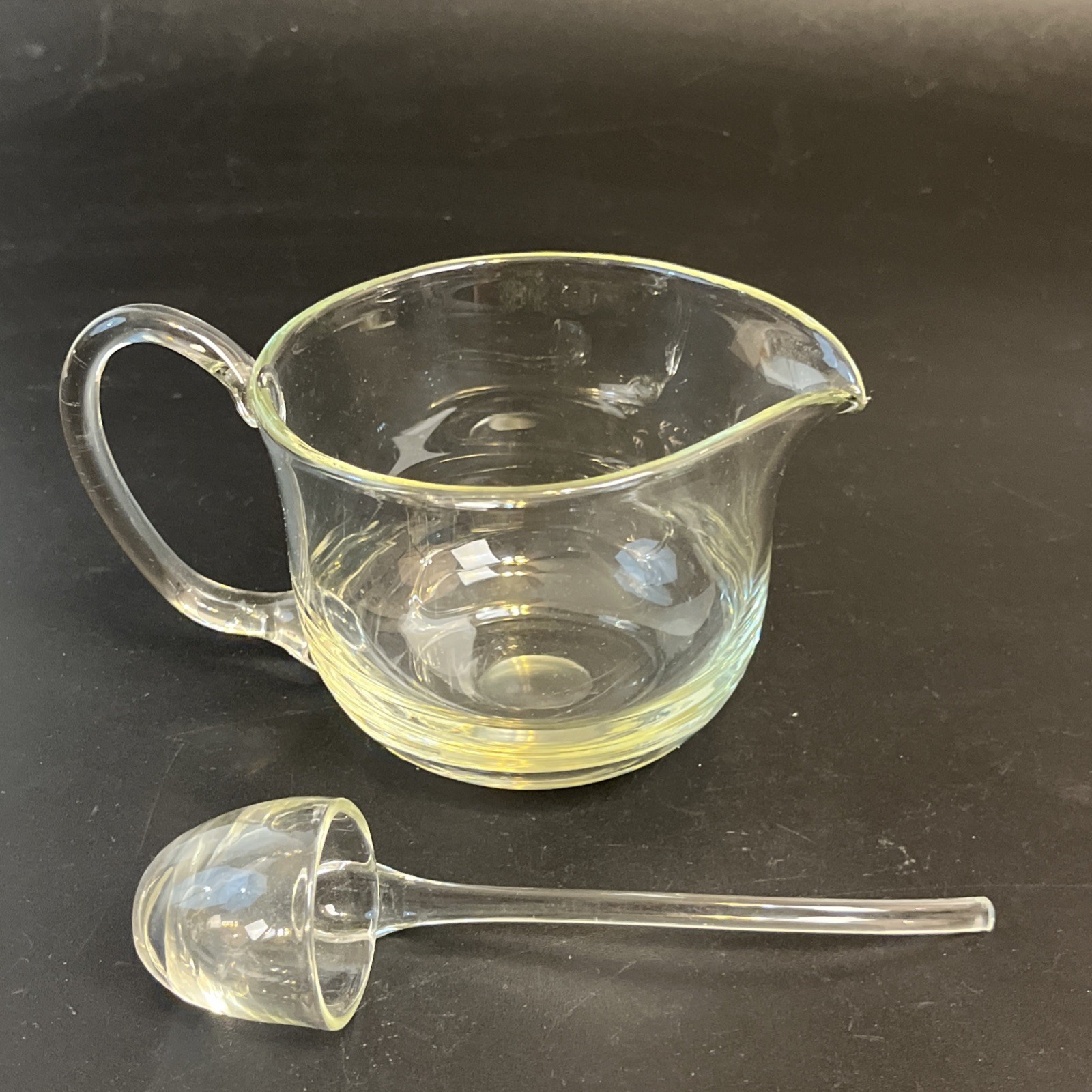 Vtg Blown Glass Gravy Sauce Boat & 7\