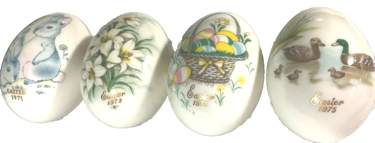 4 Noritake Easter Eggs  Limited Edition 1971, 1972, 1974, 1975