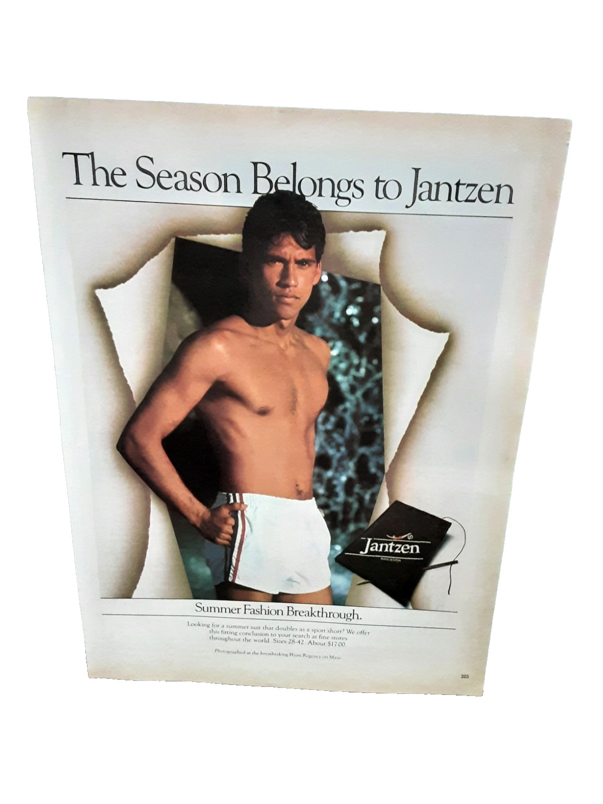 1981 Jantzen Swimwear Print Ad Vintage Men\'s Summer Shorts Fashion Model Art