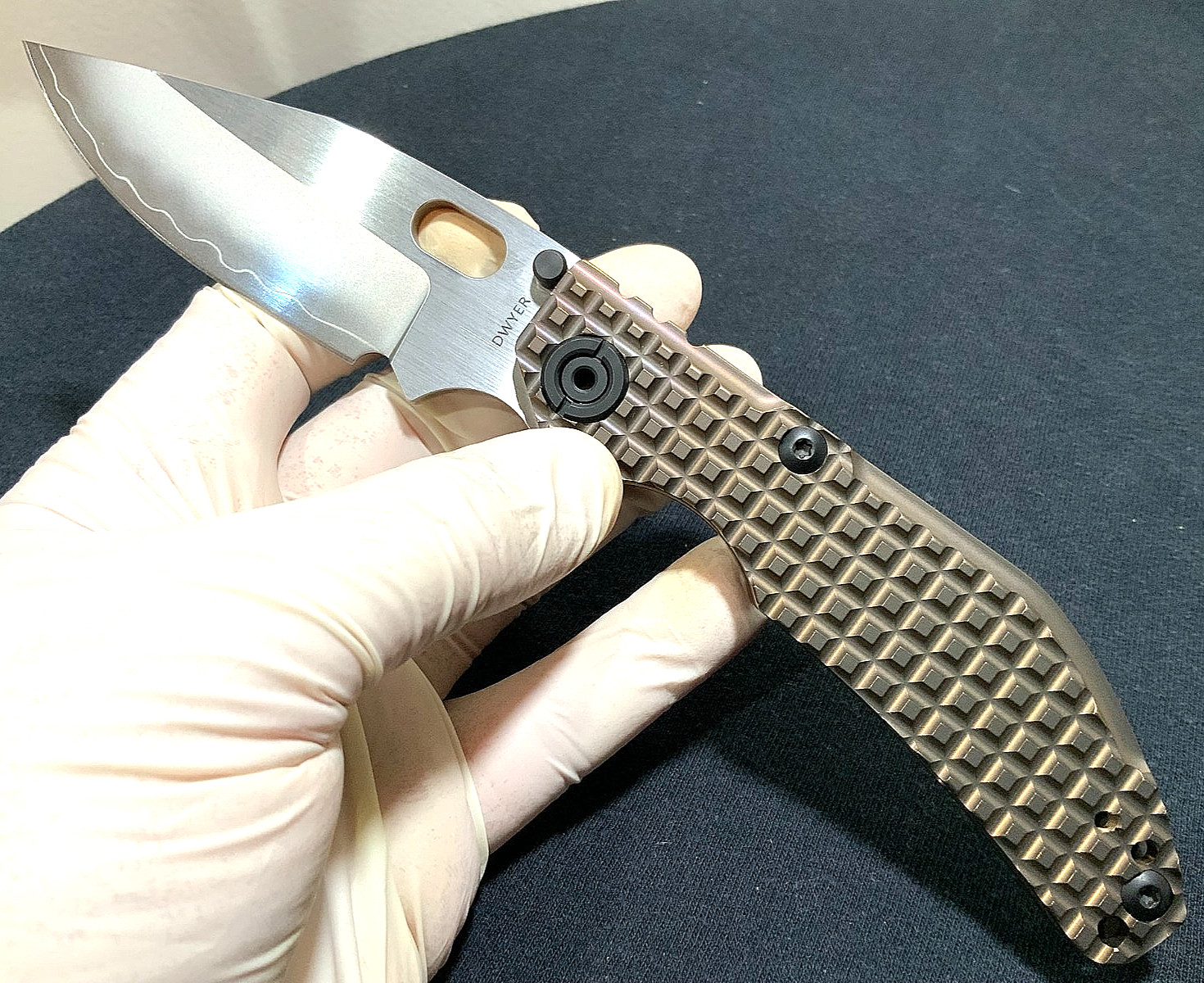 NMB TACH NMB2521BZG BBNM Champagne Frag Grip Framelock *Duane Dyer* Pocket Knife