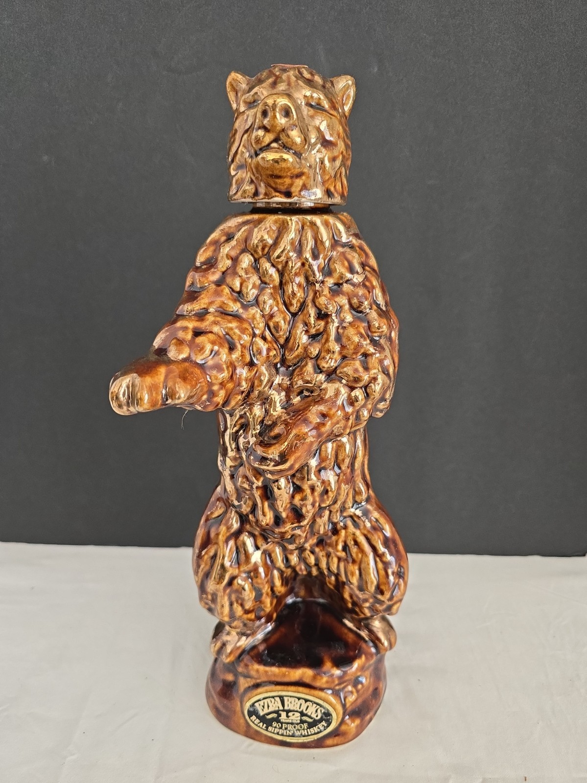 Vintage Ezra  Brooks Golden Bear Decanter 1968 Real Sippin Whiskey Empty 13.5\