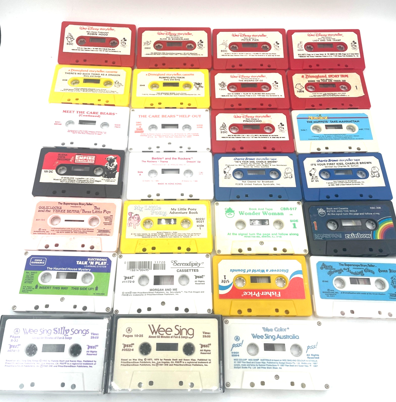 Vtg Disney Read Along Book Cassette Tapes Lot Case Care Bears Muppets Star Wars