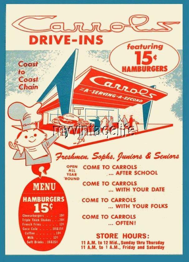 CARROL\'S HAMBURGER RESTAURANT   MENU 2\