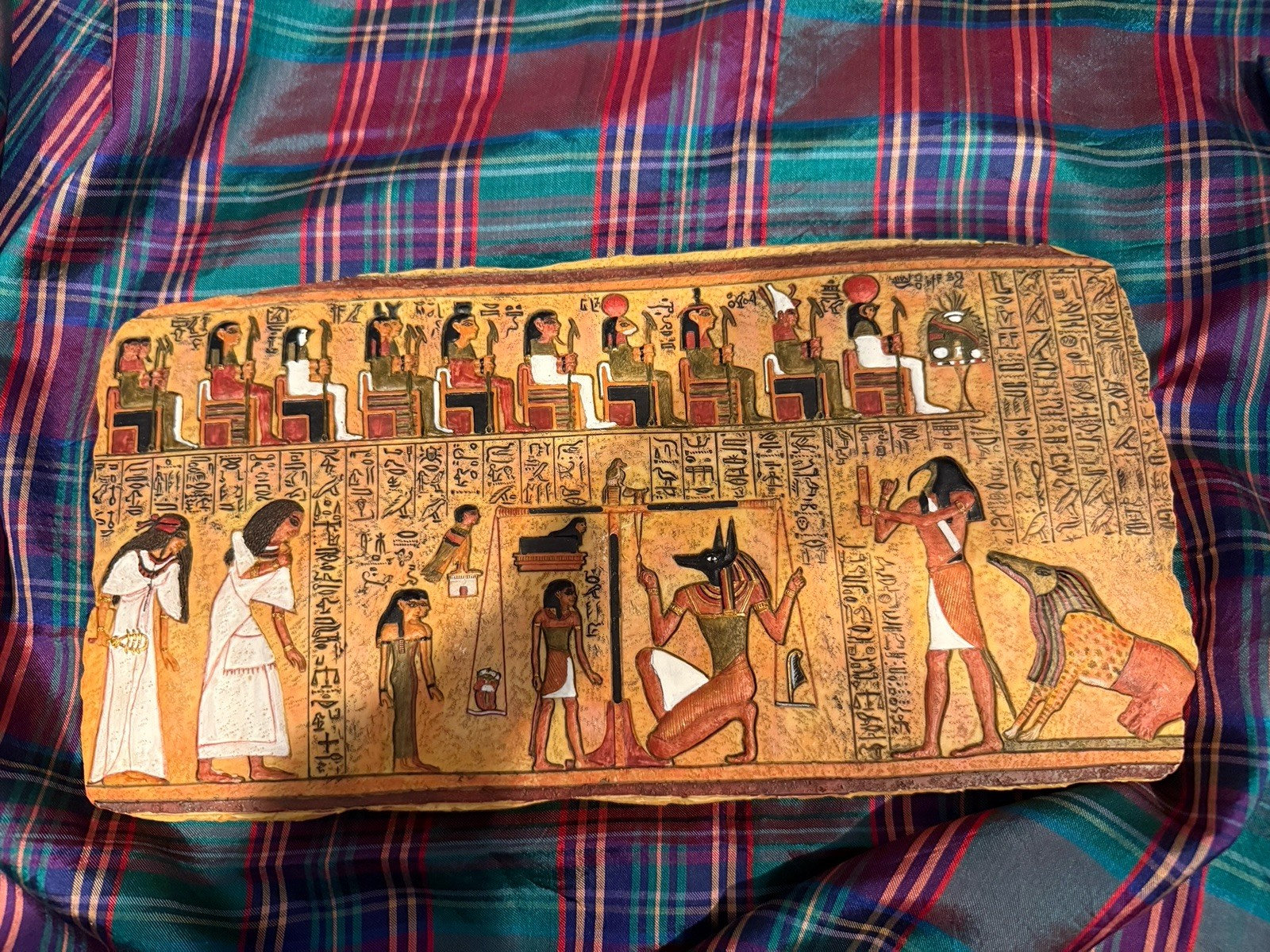 Vintage Egyptian Plaque ‘Weighing Heart Wall’ Anubis 13 In. Veronese Summit 2006