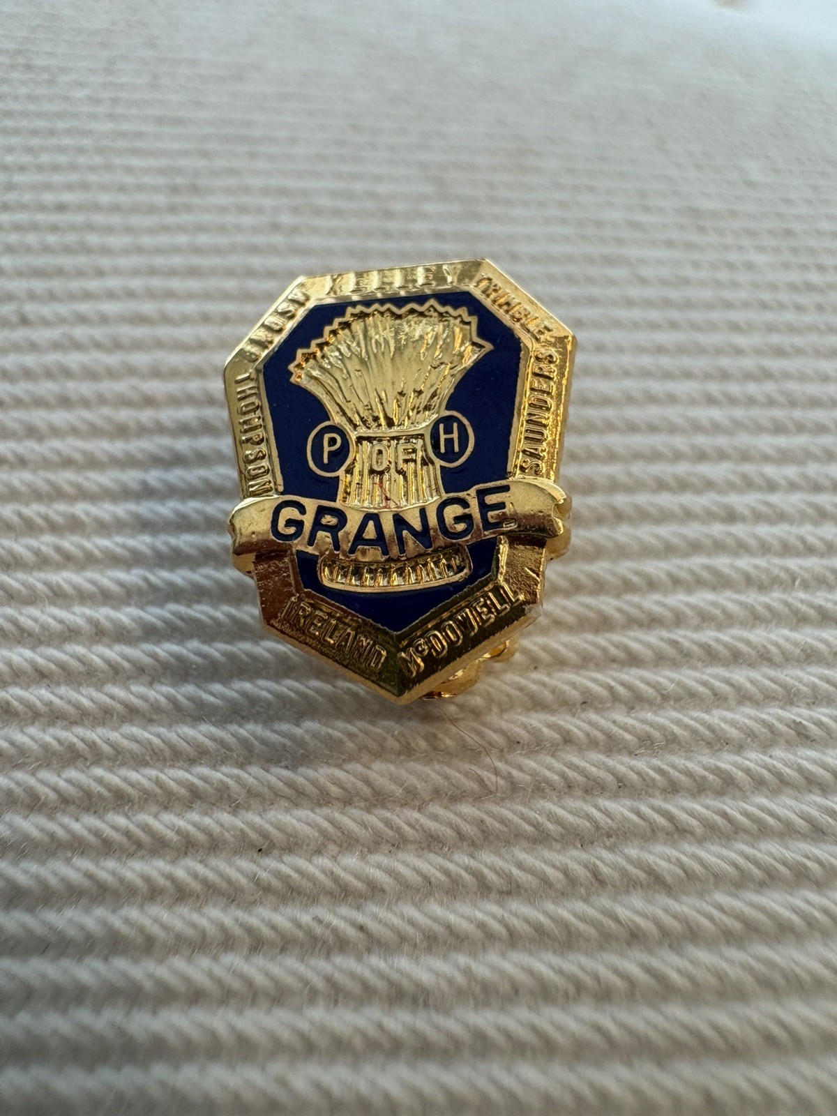 Vtg National GRANGE Order of Patrons of Husbandry Gold Tone Member Lapel Pin