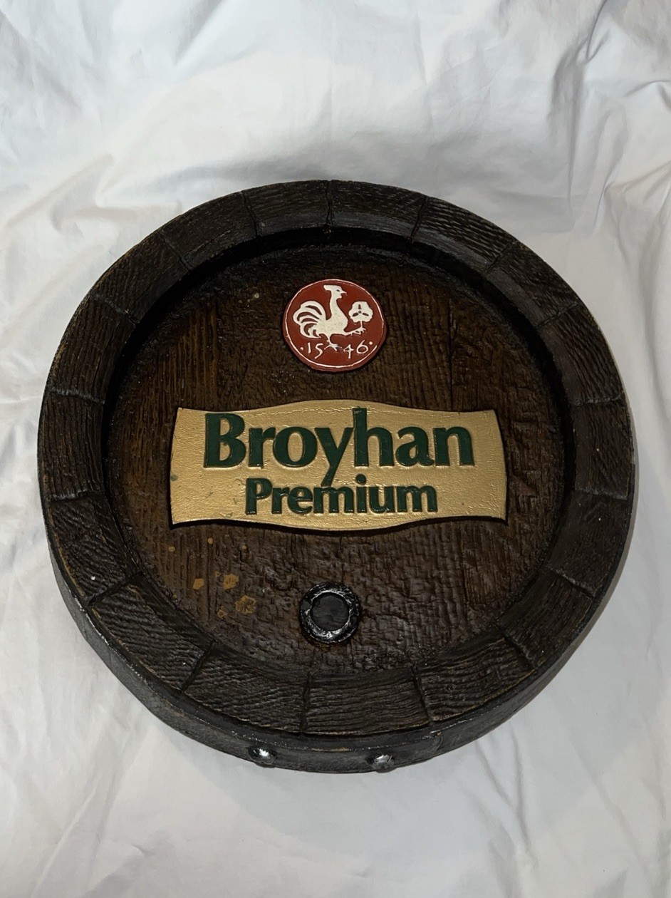 Vintage Broyhan Premium Beer Faux Wood Barrel Sign German Bar Man Cave Foam Wall