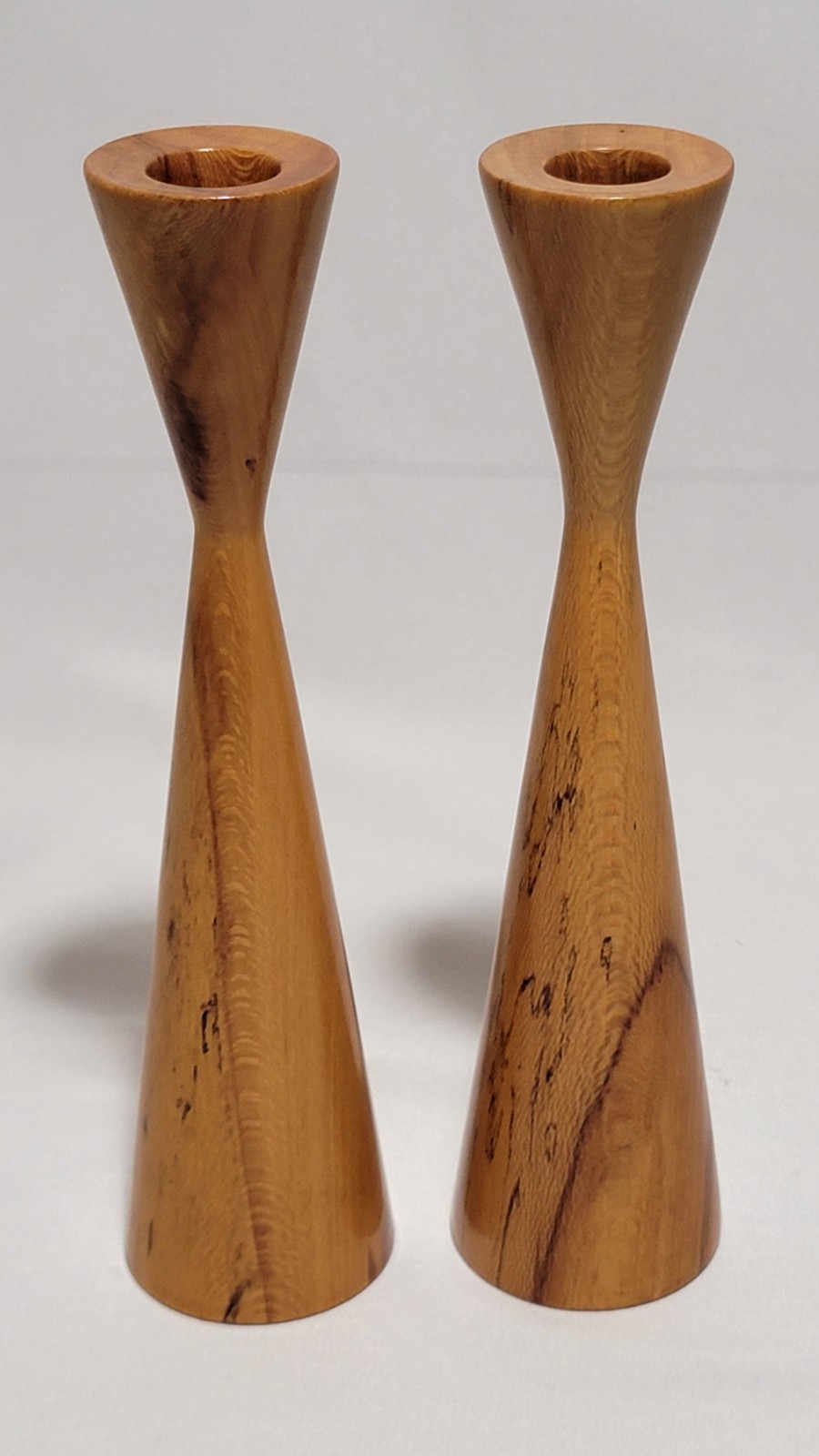VINTAGE MCM DANISH SPALTED MAPLE CANDLE HOLDERS FOR 3/4\