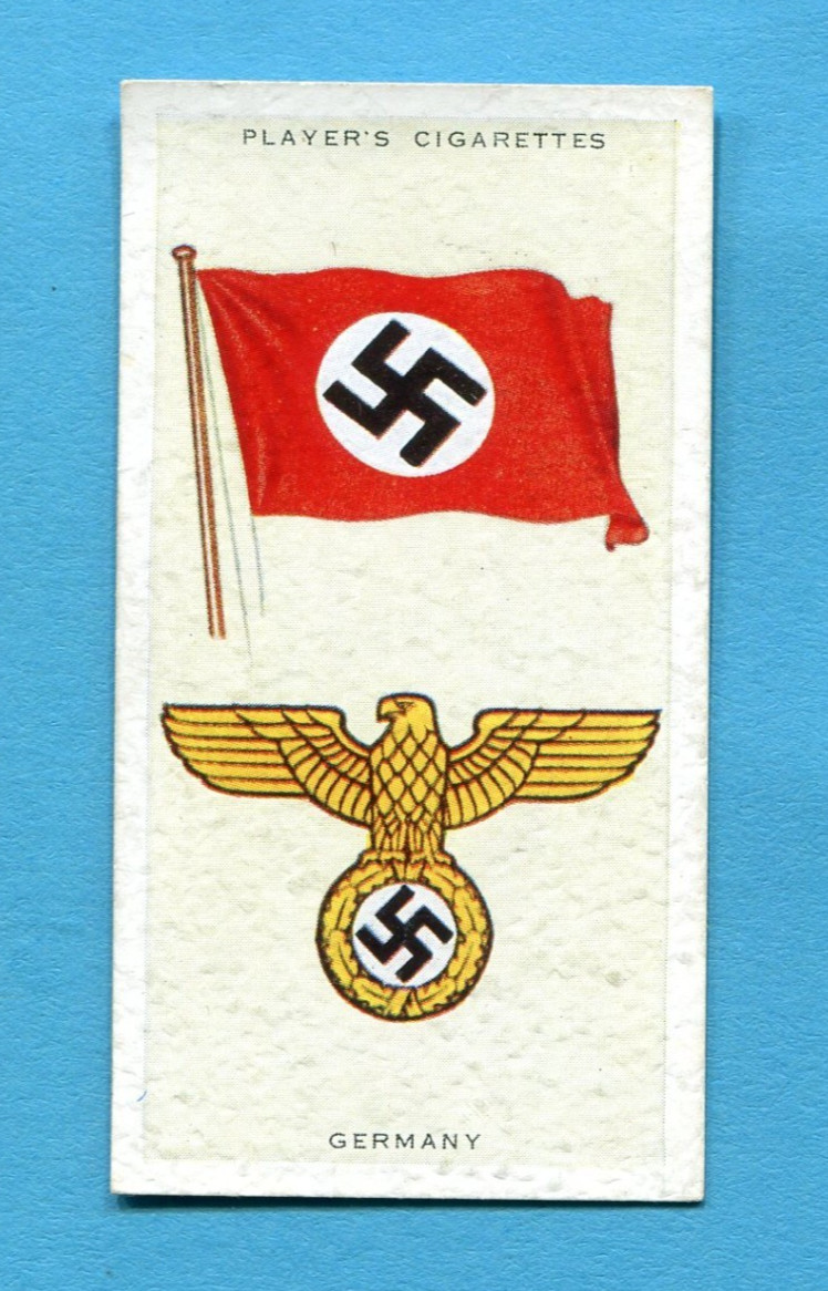 1936 JOHN PLAYER & SONS NATIONAL FLAGS AND ARMS TOBACCO CARD #19 GERMANY 1936 JOHN PLAYER & SONS NATIONAL FLAGS AND ARMS TOBACCO CARD #19 GERMANY