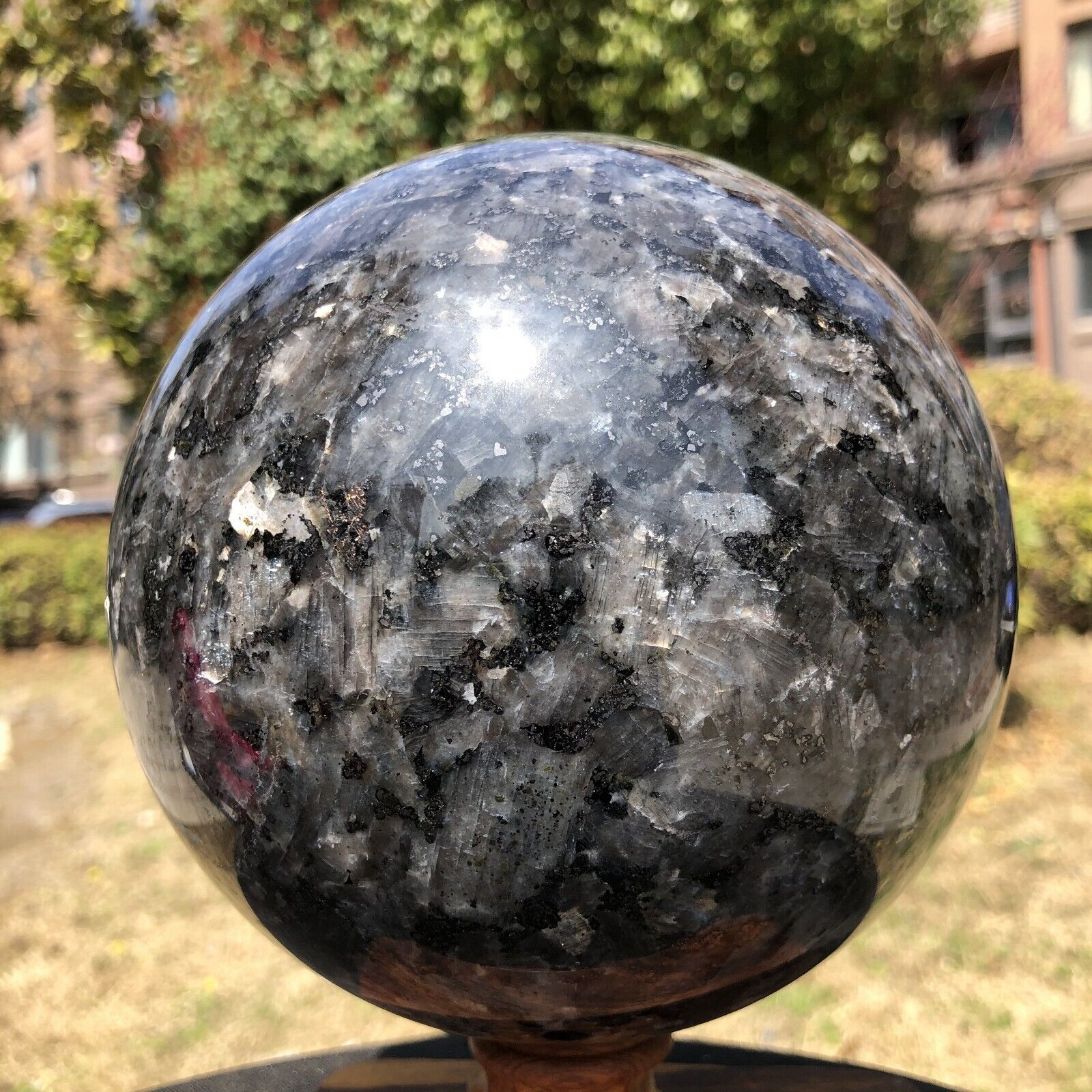 9.76LB Natural Beautiful Blue amphibole ball Quartz Crystal Sphere Healing 888