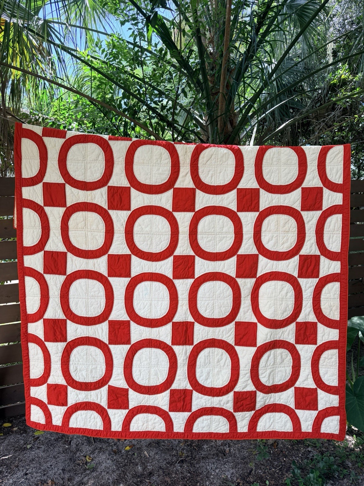 Antique Handmade Antique Turkey Red White Quilt Rob Peter Pay Paul 86x68 Folk
