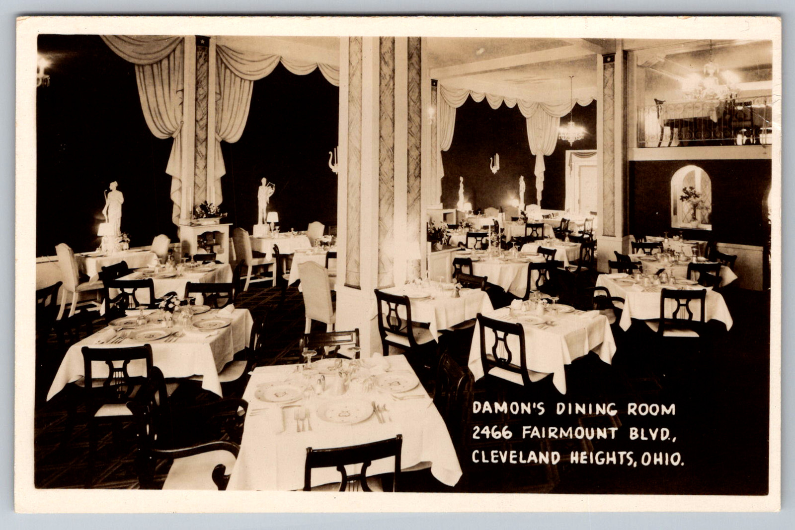 RPPC Damon's Dining Room Fairmount Blvd Cleveland Heights Ohio Postcard RPPC Damon's Dining Room Fairmount Blvd Cleveland Heights Ohio Postcard