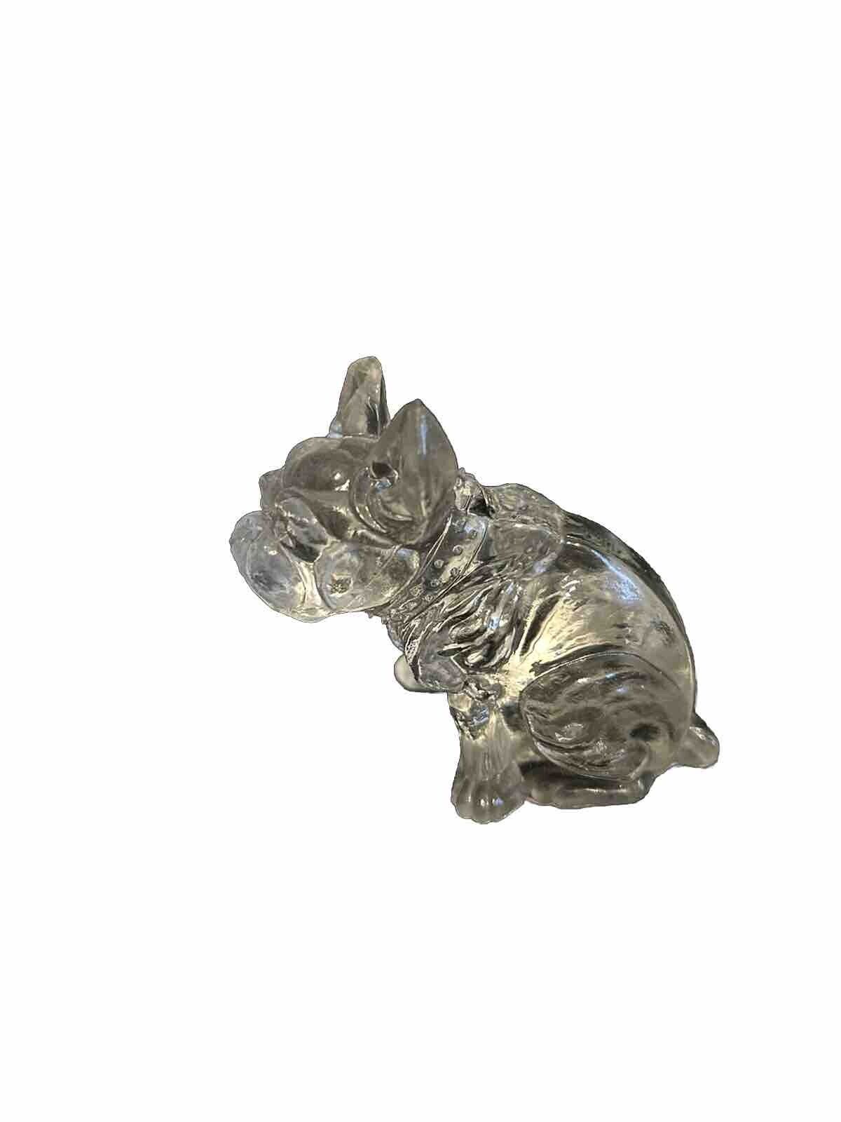 Antique Czech Frosted Glass French Bulldog Figurine - Unique & Textured