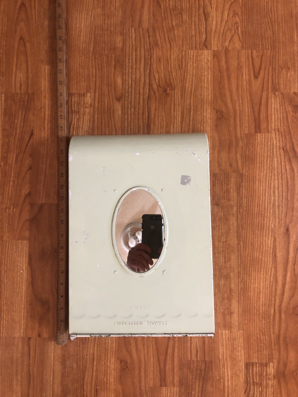 VTG NIBROC AQUALIZED TOWEL CABINET METAL DISPENSER with MIRROR no Key EUC