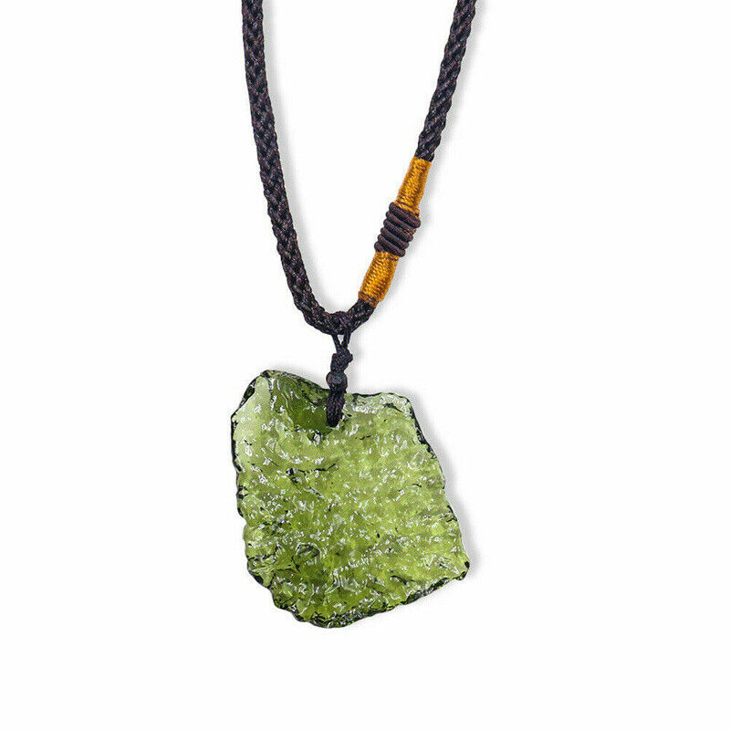 Natural Healing Green Czech  Pendant Moldavite Meteorite Impact Stone Necklace