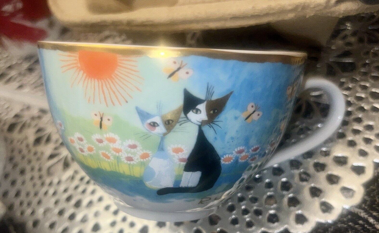 Rare GOEBEL ROSINA WACHTMEISTER CAT TEA CUP ANGELO ANGELINA. Mint