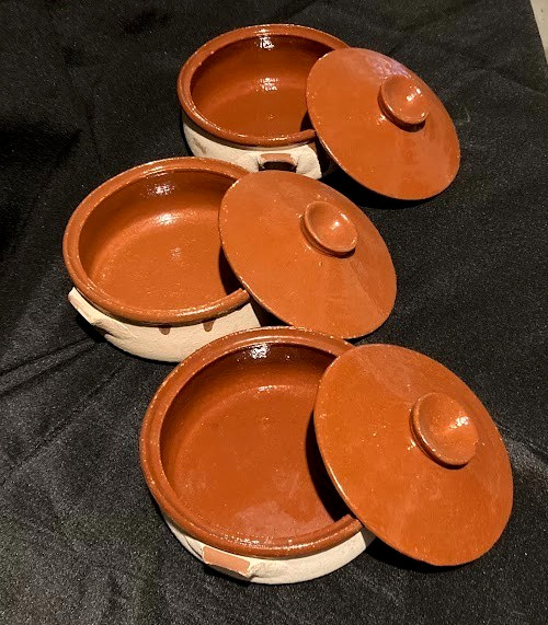 Vtg set of 3 Spanish Terracotta Clay Cazuela 5\