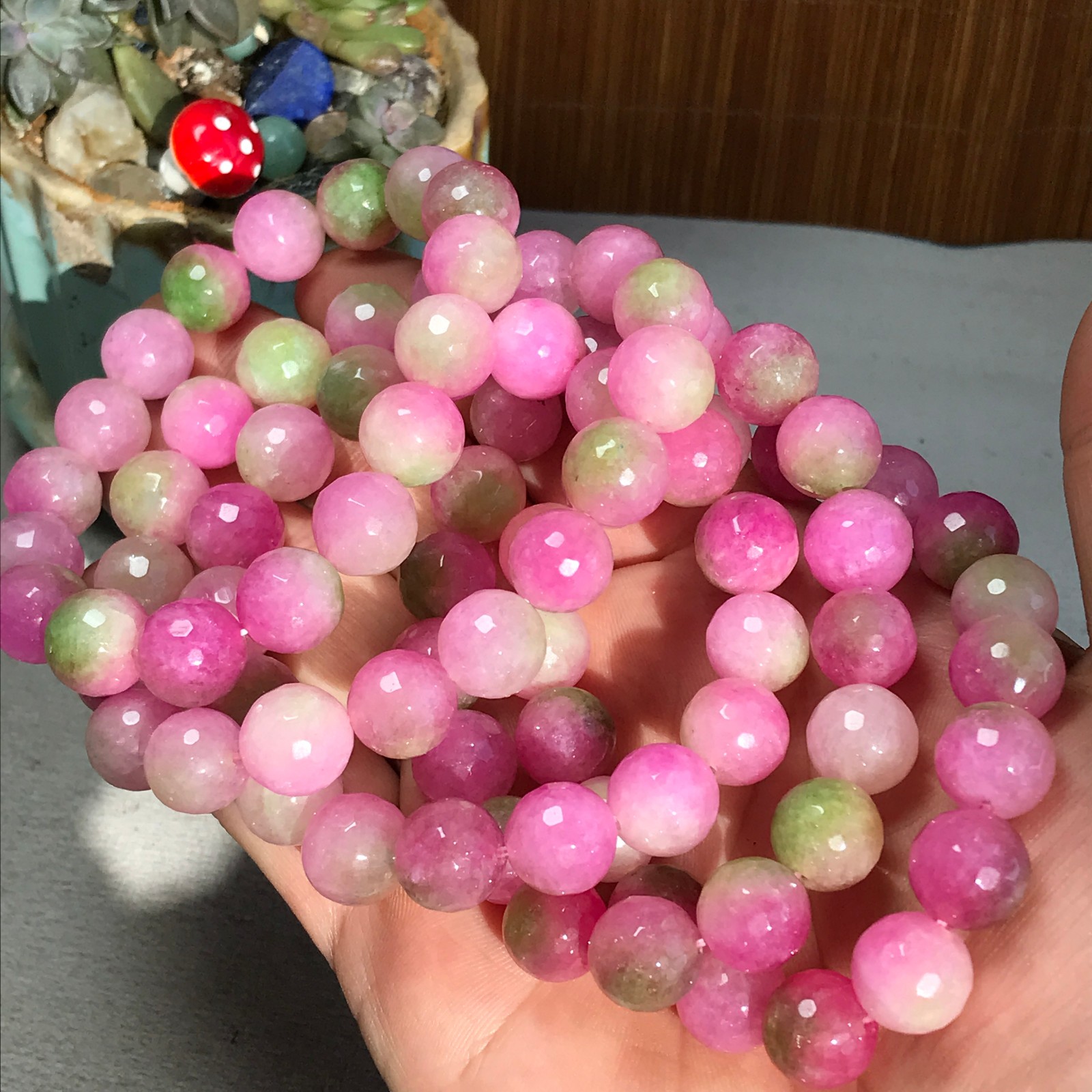 5pcs Wholesale 12mm Watermelon Jade Round Beads Strand For Jewelry Making