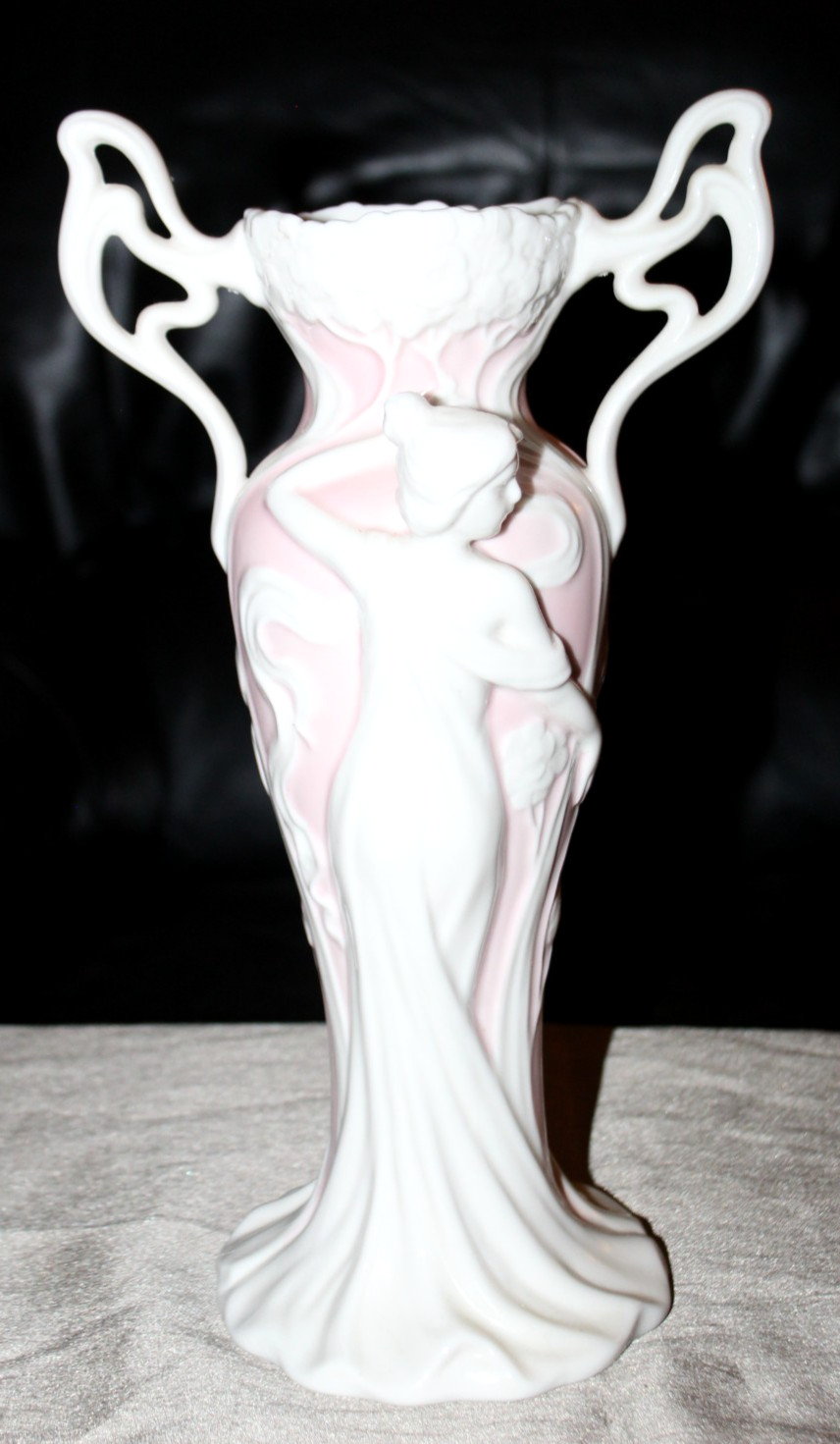 Tall Lovely Vintage Art Nouveau Lady Porcelain Vase with Handles Tall Lovely Vintage Art Nouveau Lady Porcelain Vase with Handles