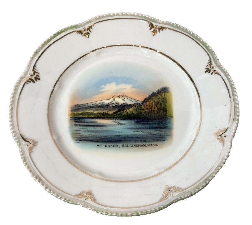 BELLINGHAM Mt Baker WA WASHINGTON Antique Souvenir RARE China Dish Plate