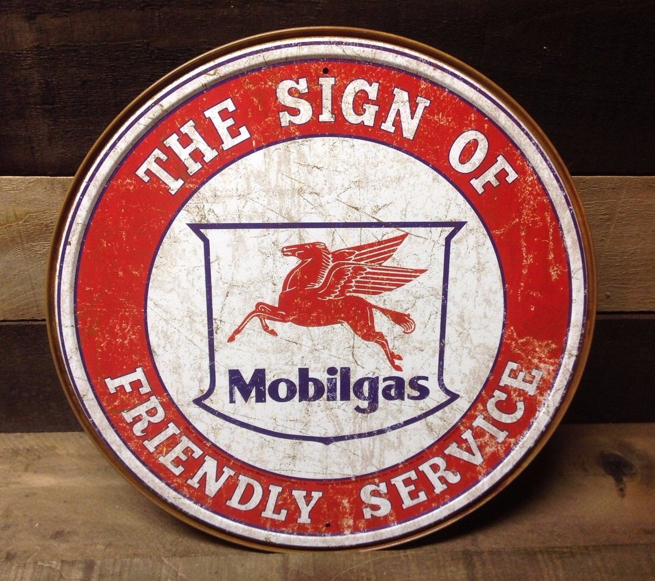 Mobilgas Friendly Service Round Sign Tin Vintage Garage Oil Gas Station Auto Mobilgas Friendly Service Round Sign Tin Vintage Garage Oil Gas Station Auto