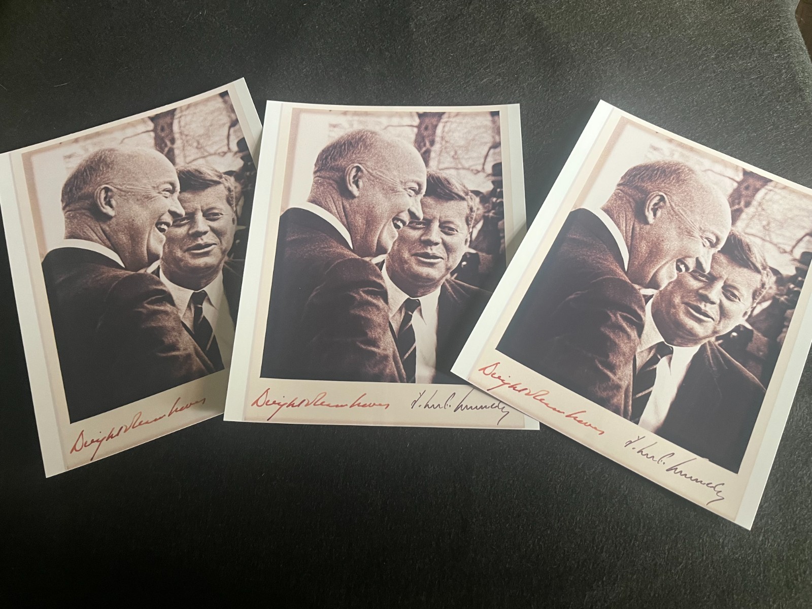 IKE and JFK together, in a light hearted moment, signed by both reprint IKE and JFK together, in a light hearted moment, signed by both reprint