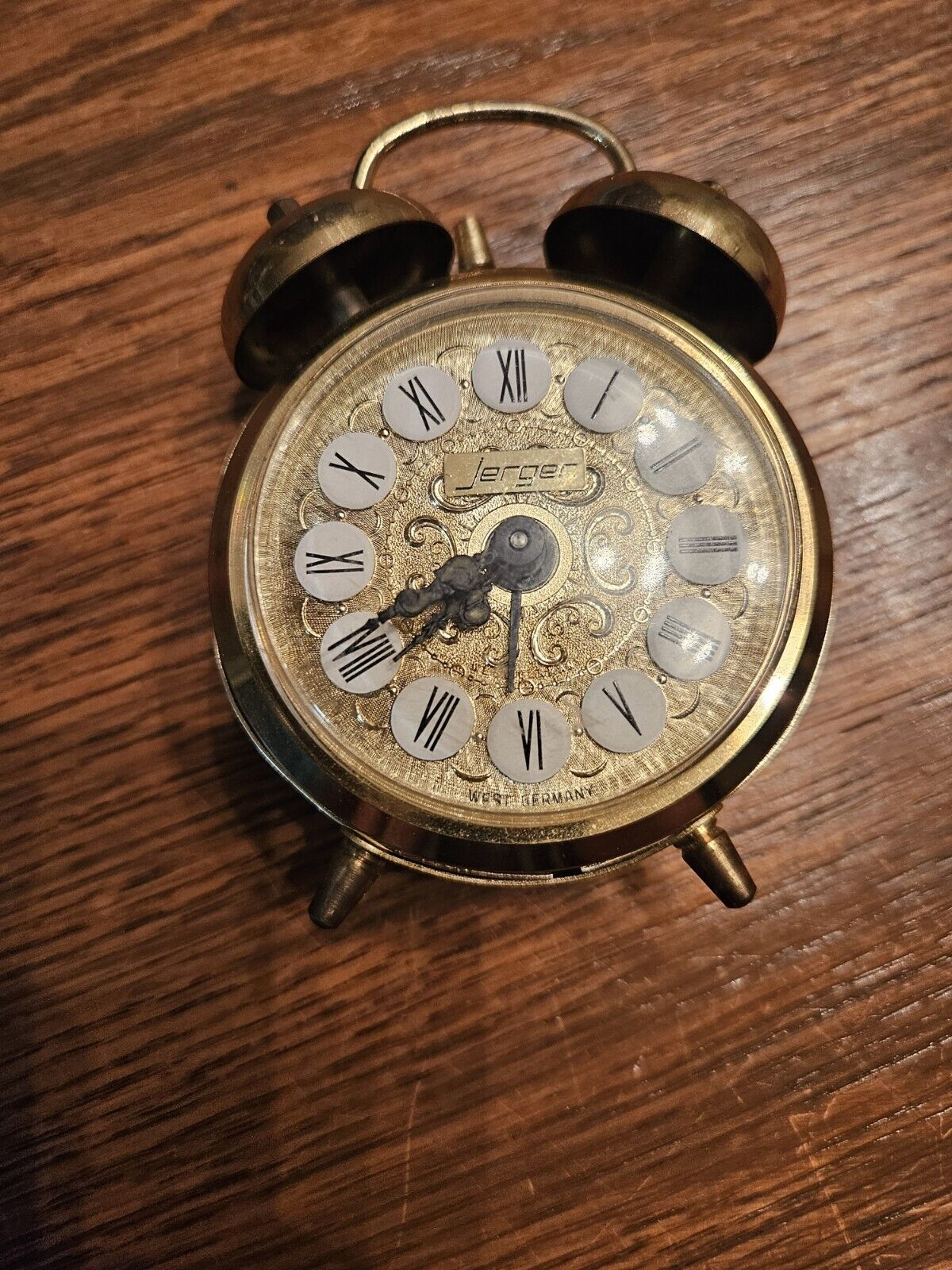 Vintage Rare Brass Jerger Alarm Clock - Germany - Beautiful Condition NM 