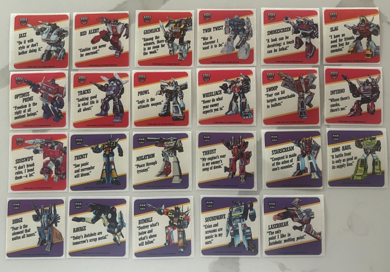 1985 Hasbro Transformers 23 Sticker Set (Minus Skywarp) Optimus Prime HOT