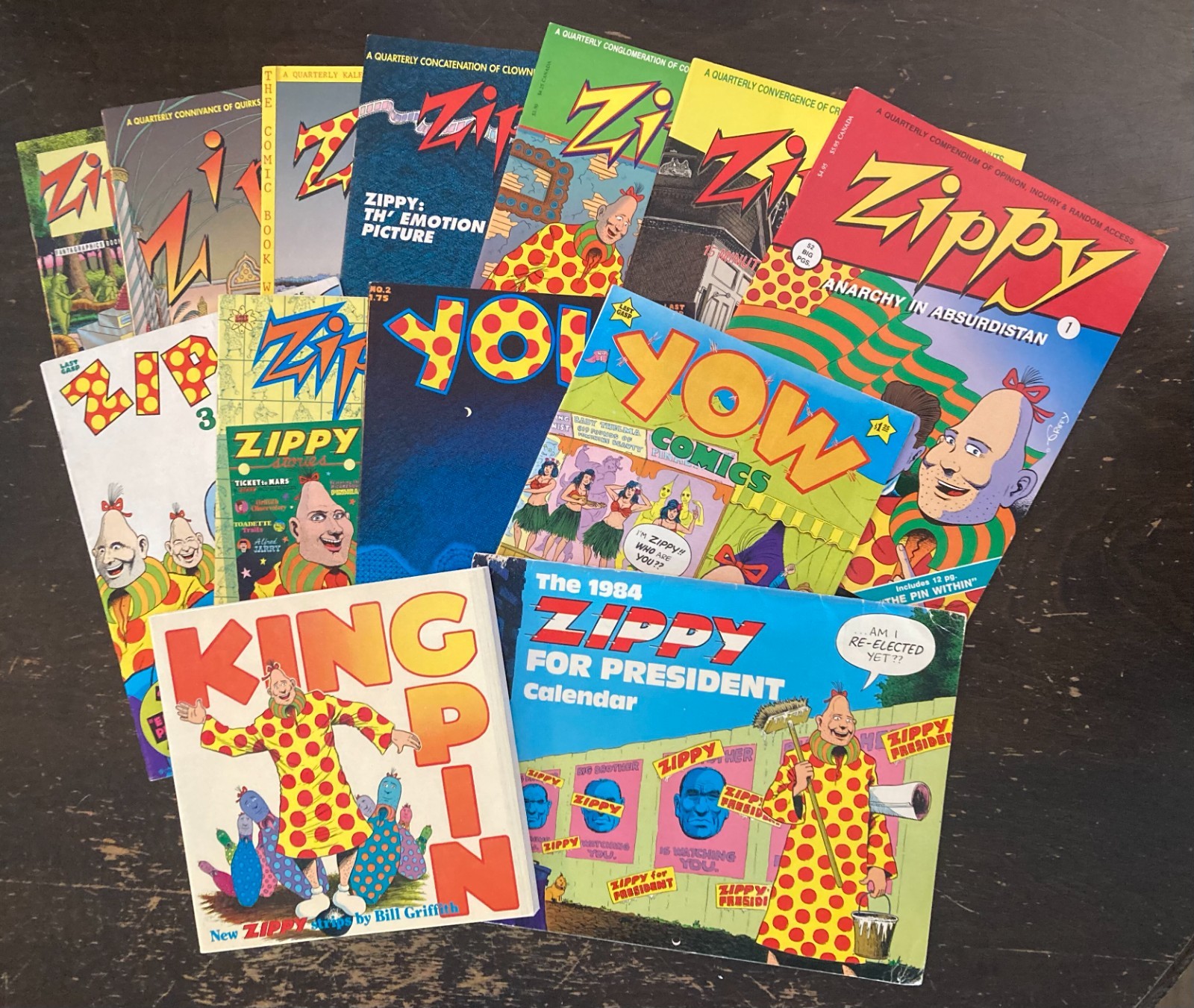 ZIPPY Underground Comic Lot Magazines, Calendar, Signed Book, Yow, Bill Griffith