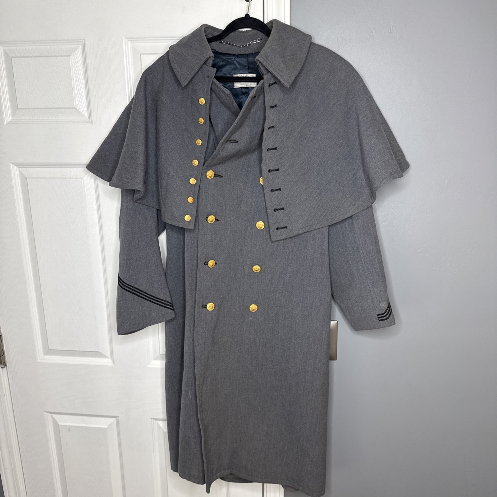 VTG USMA West Point Cadet Greatcoat Gray Wool Military Overcoat Fits Like Large
