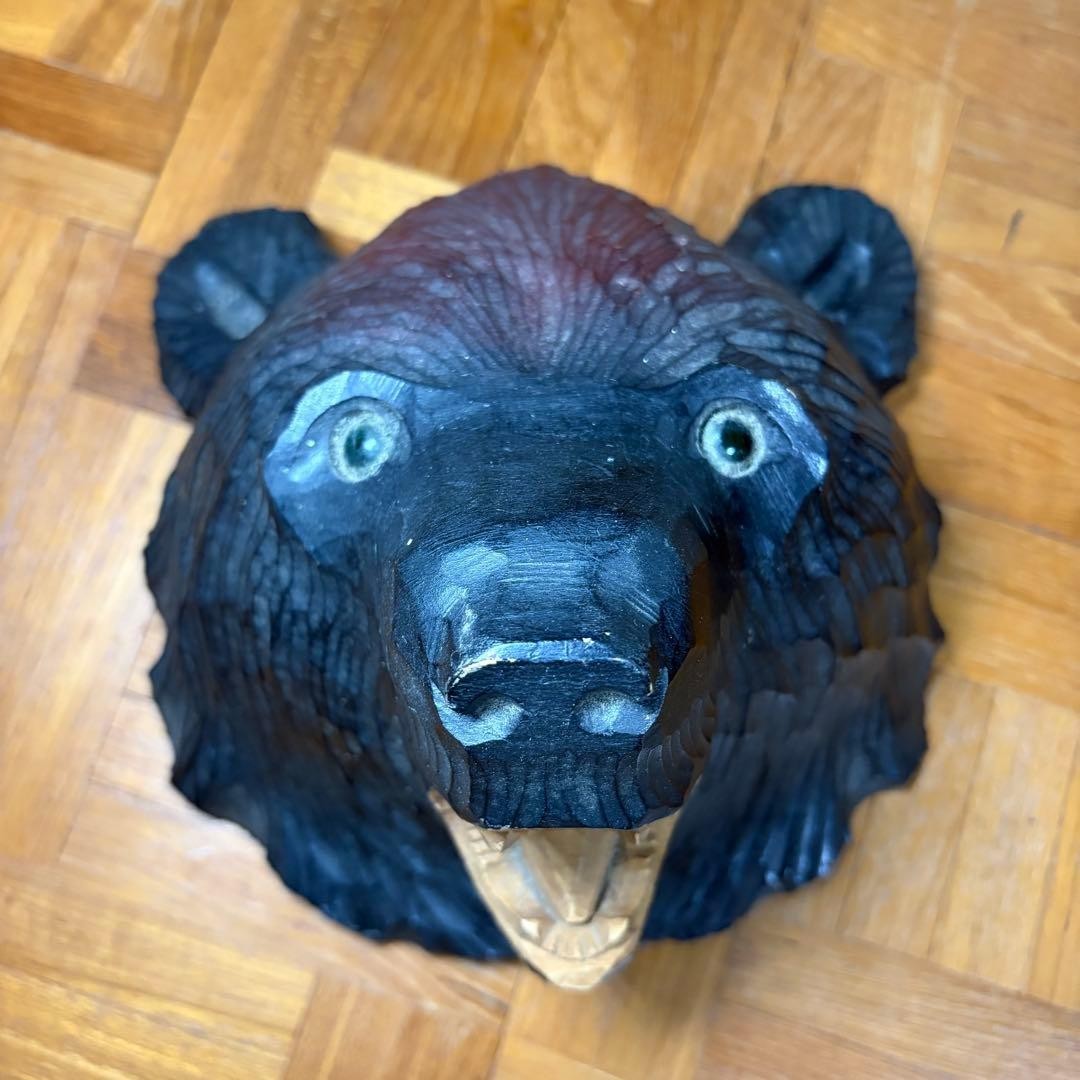 Vintage 1986 Hokkaido Bear Mask Hand Carved Enju Wood Folk Art Wall Decor Japan Vintage 1986 Hokkaido Bear Mask Hand Carved Enju Wood Folk Art Wall Decor Japan