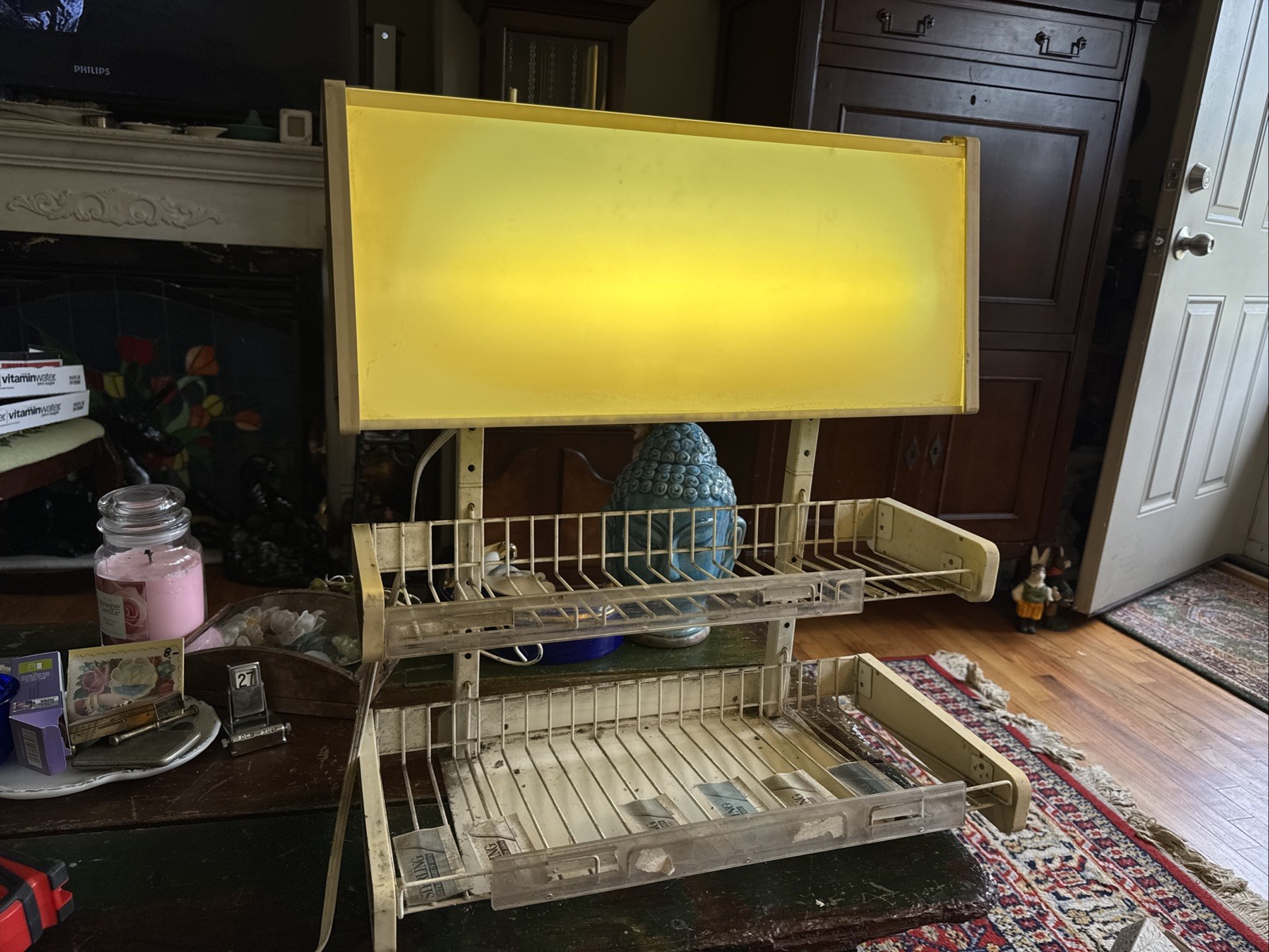 Vintage Illuminated Wire Rack Cigarette Shelf Display Advertising 21”x20”x9.5”