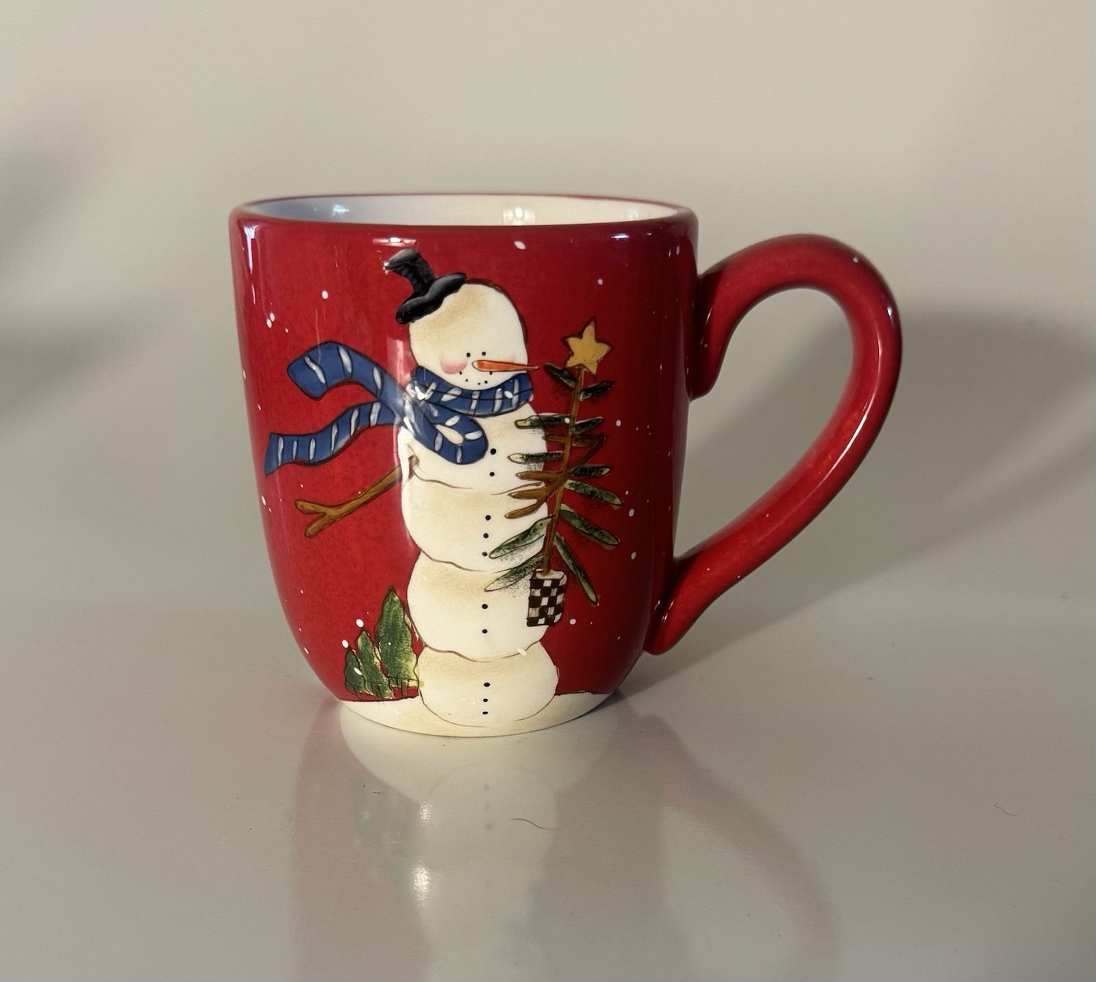 VTG Certified International Snowman Red Mug Janet Wecker- Frisch