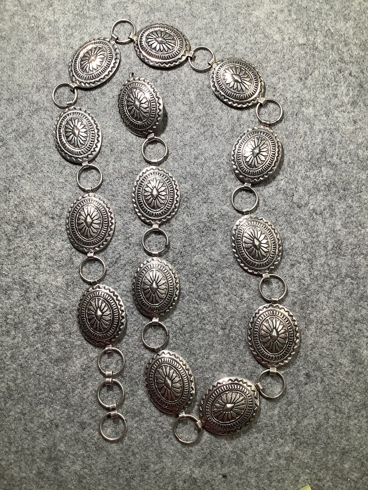 Navajo Sand Cast Sterling Silver Concho Unisex Belt