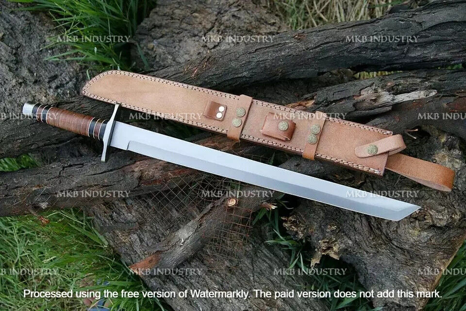 Hand Forged D2 Steel Sword Tanto Blade Sword Hunting Sword With Sheath.