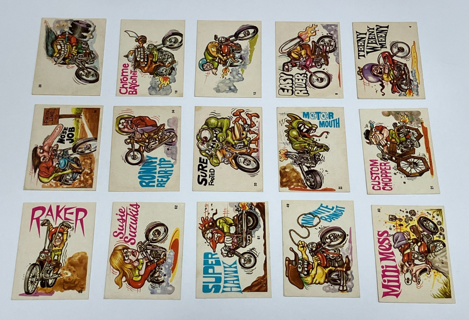 Lot of 15 ** 1972 Donruss Silly Cycles Sticker cards